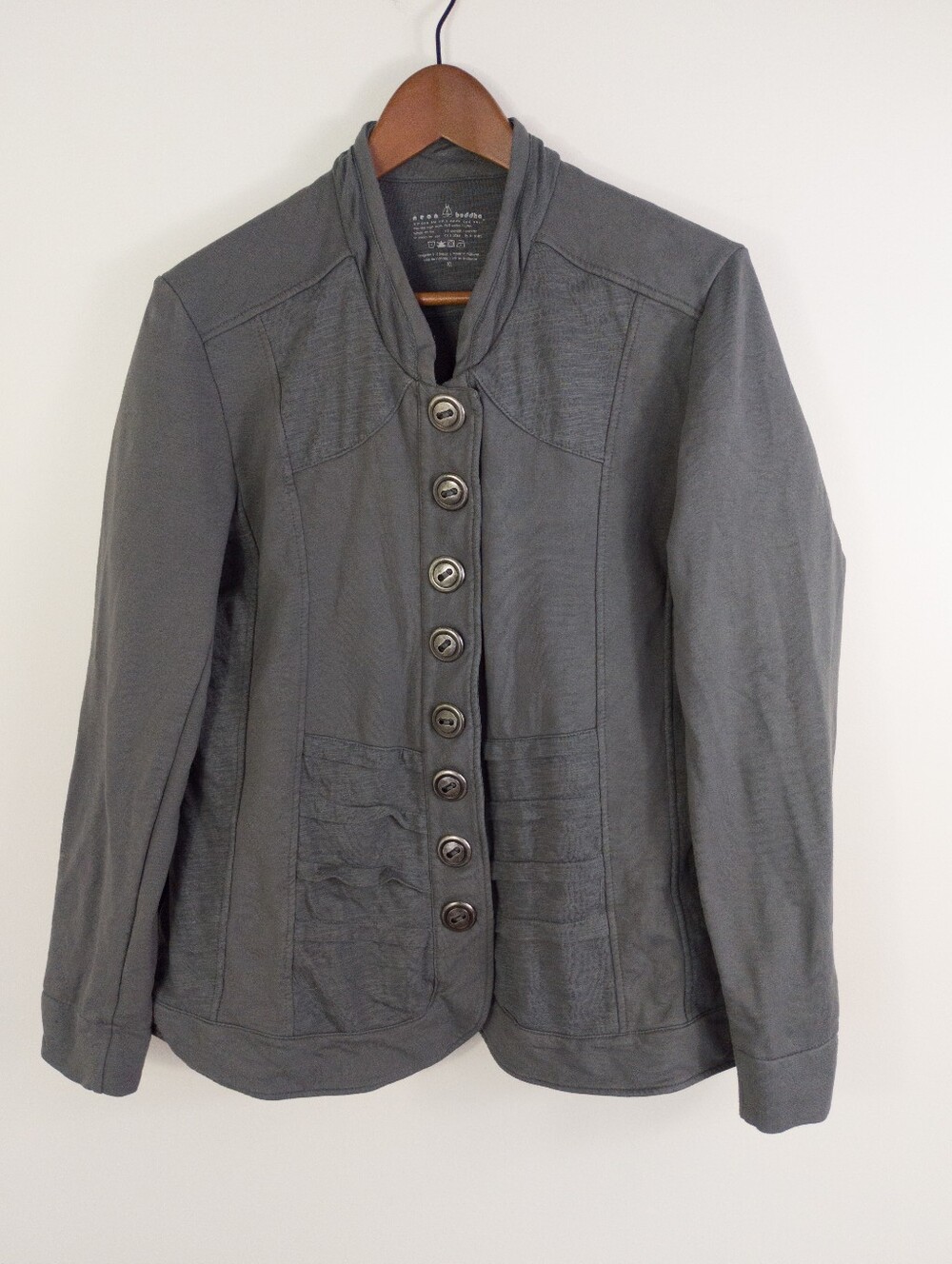 neon buddha Military Style ButtonFront Jacket Size XL
